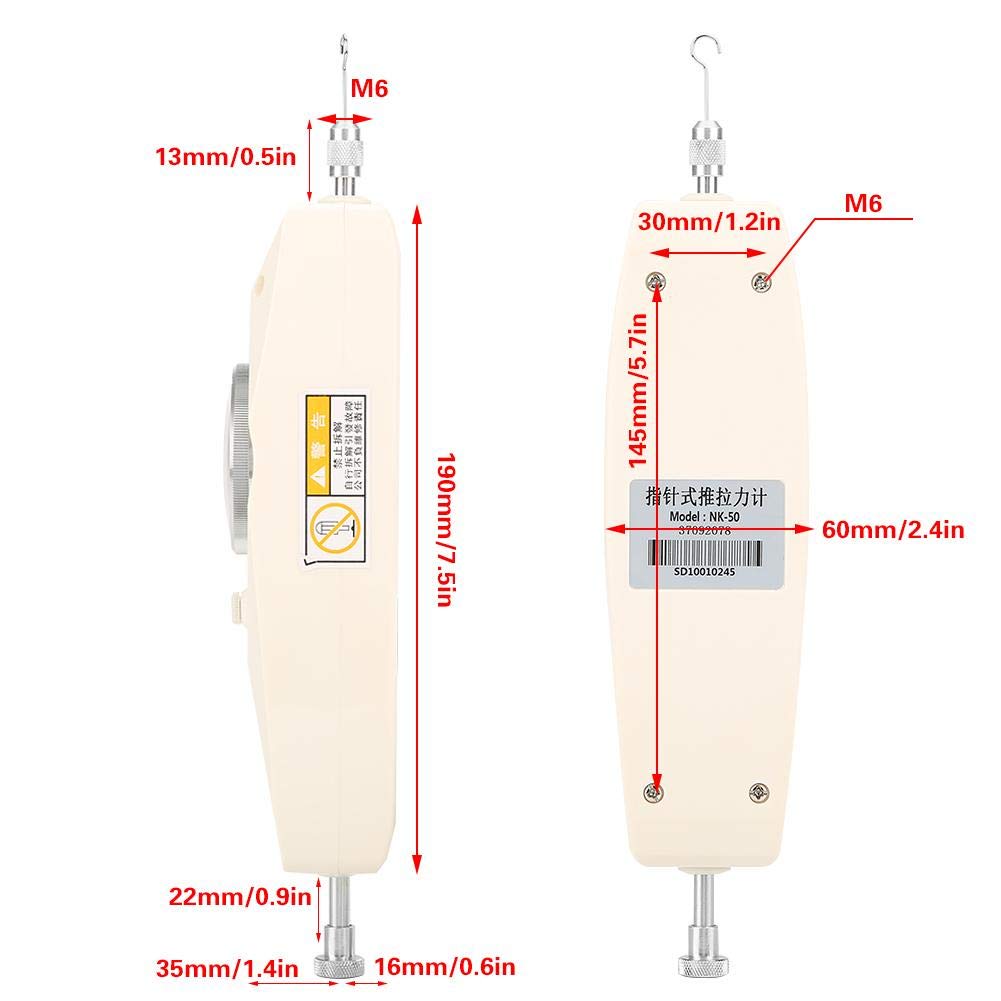 NK-50 Analog Dynamometer - 50N Force Gauge Tester for Push/Pull Measurement - Industrial Strength Meter for Electronics, Chemical & Machinery Testing - Perfect for Quality Control & Laboratory Use