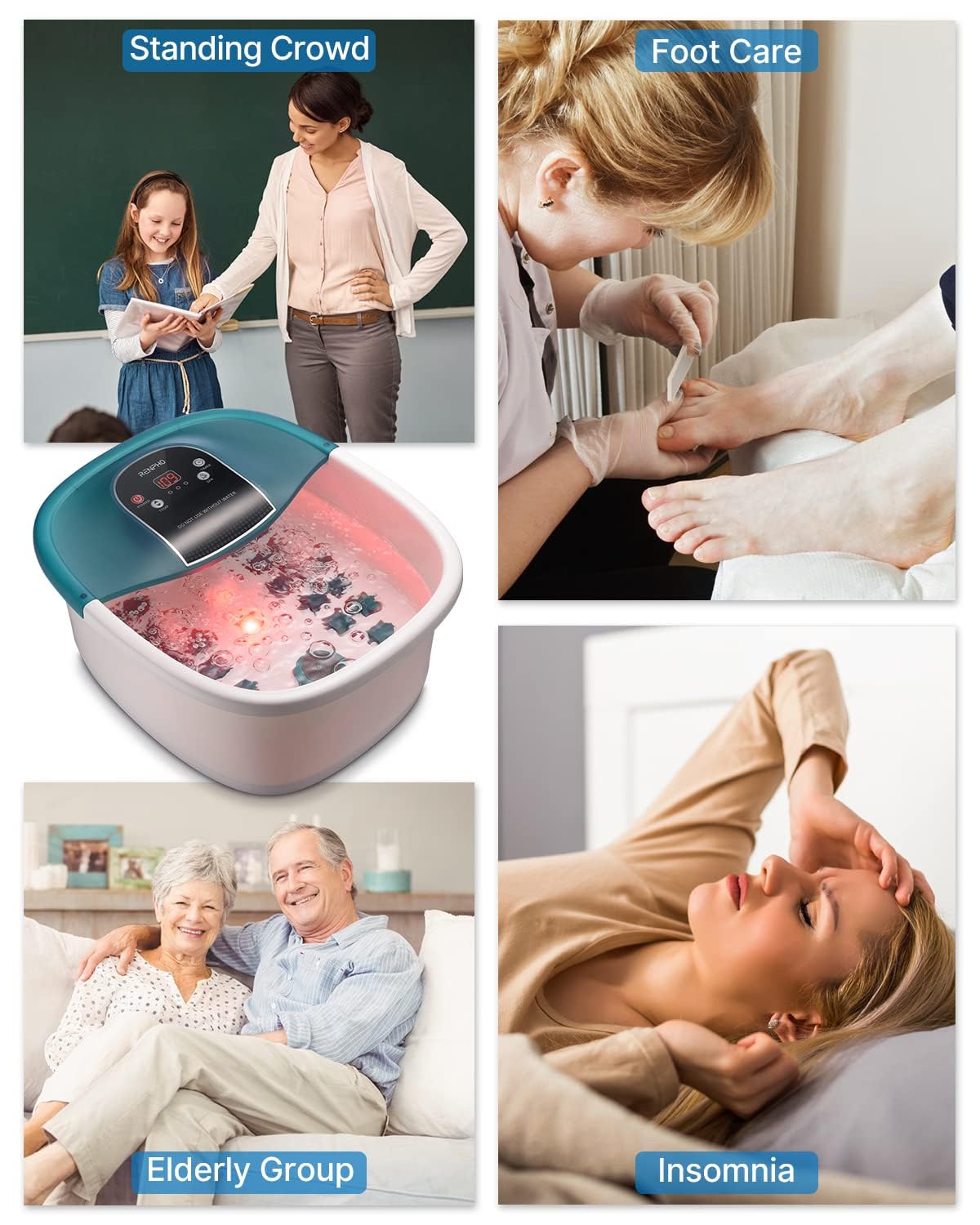 RENPHO Electric Foot Spa Massager with Heat, Shiatsu Rollers, Vibration & Bubbles - GFCI Protected Pedicure Foot Bath with Temperature Control & 22 Removable Massage Nodes - Perfect for Relaxation, Home Spa & Foot Care Therapy