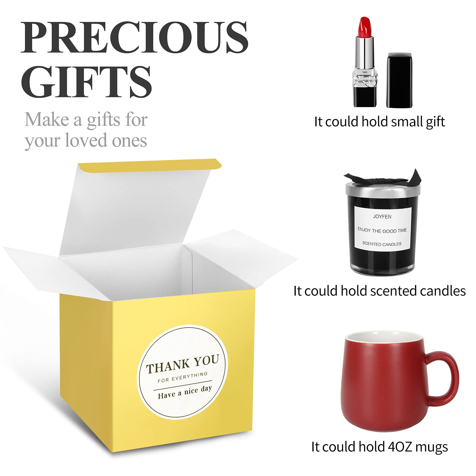 COTOPHER 100 Pack 4x4x4 Inches Small Pink Gift Boxes with Lids - Wedding Party Favors, Bridesmaid Proposal Boxes, Candy & Cupcake Packaging - Includes Ribbons & Stickers for DIY Crafts, Birthday & Holiday Gifts (Pink, 100 Count)