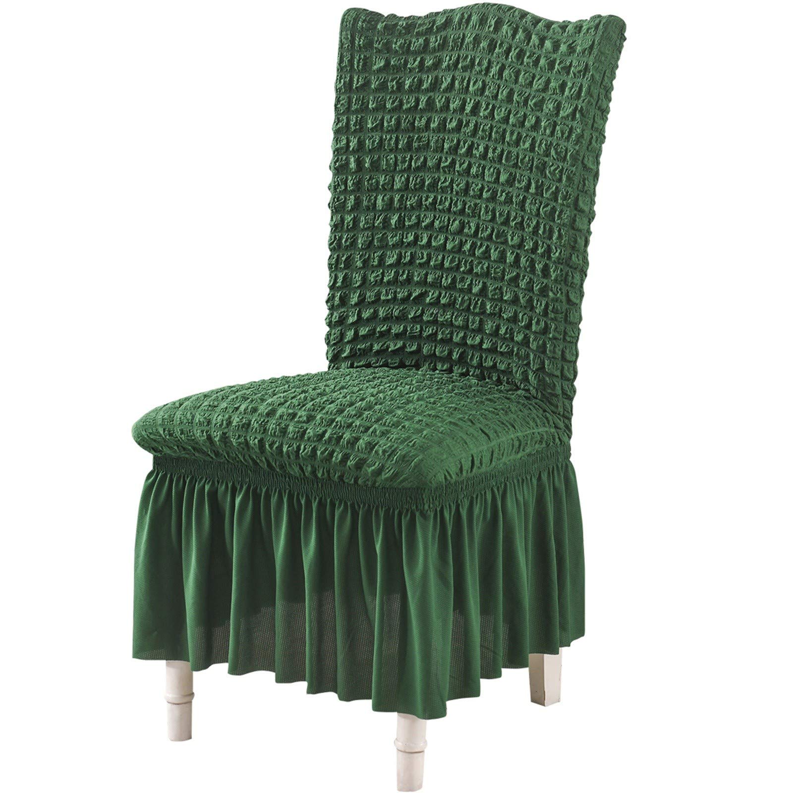 Plaid Stretch Skirt Slipcovers - Thick Dining Chair Covers with Elastic Band, Home Textile Protectors in Blue | Perfect for Kitchen, Restaurant & Office Chairs