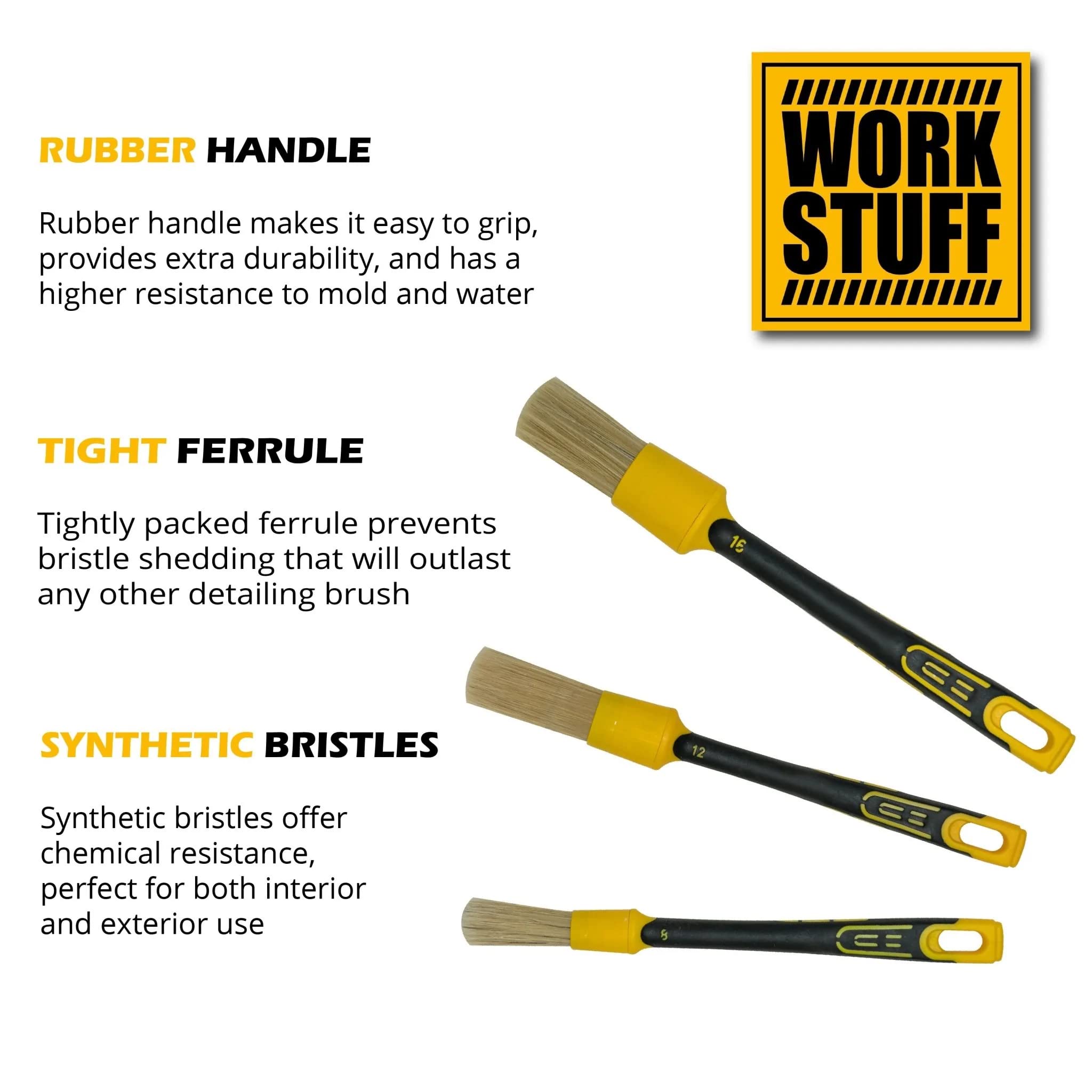 Premium Rubber Detailing Brush for Cars (16mm) - Perfect for Cleaning Wheels, Grilles & Tight Spaces - Auto Detailing & Car Wash Accessories