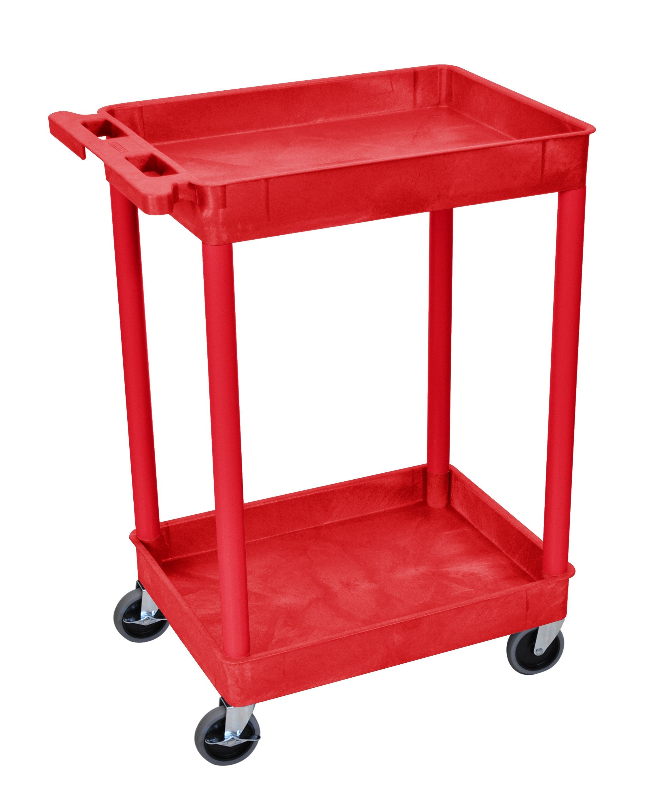 Luxor 2-Shelf Rolling Utility Cart in Red - Perfect for Kitchen, Bathroom, or Office Organization