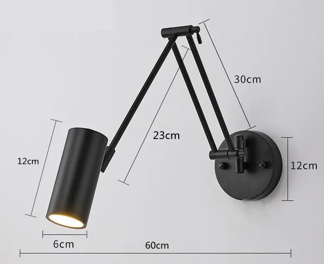 Long Arm Swing Wall Lamp with Internal Touch Sensor - Modern Dimmable LED Light for Bedroom, Living Room, and Hallway