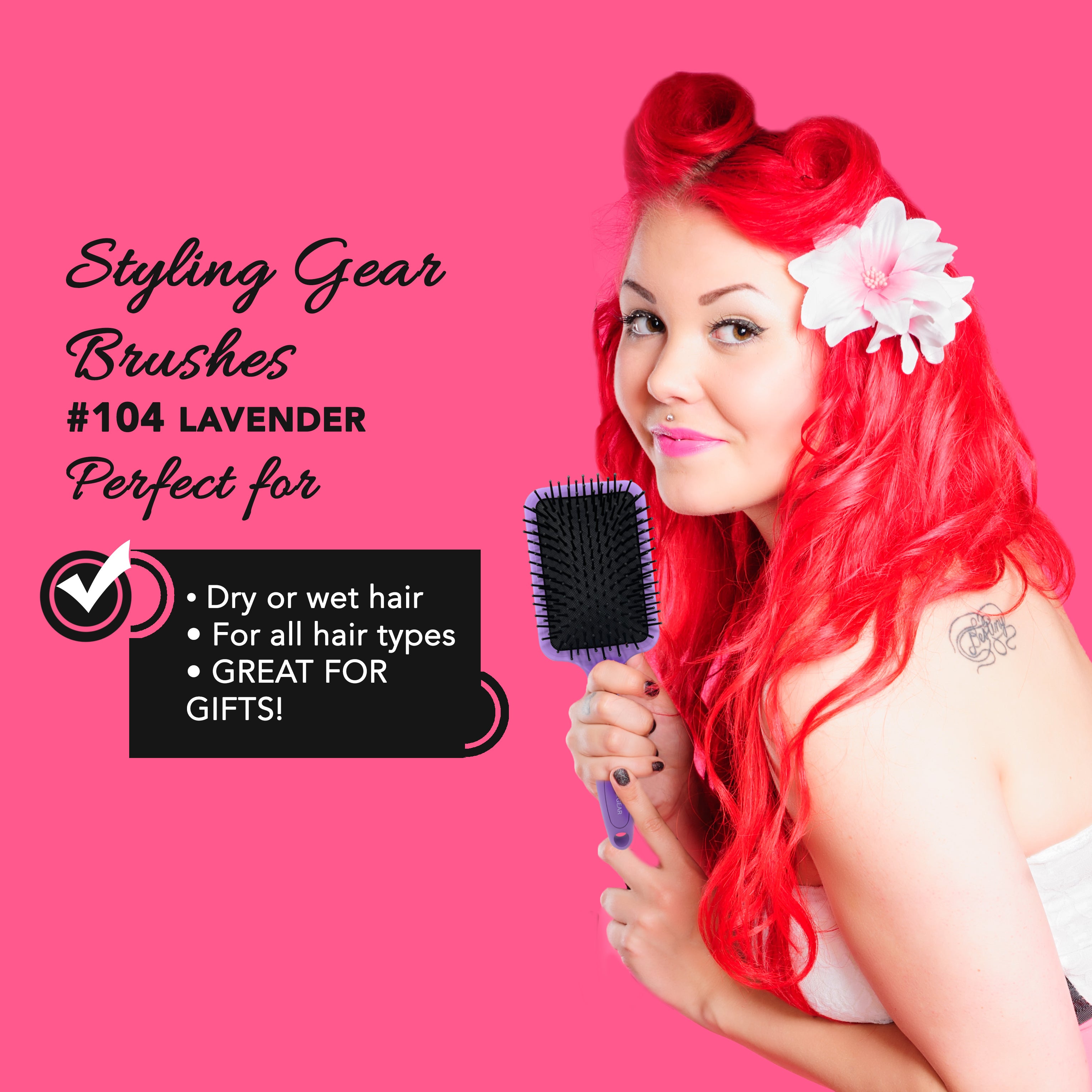 **Styling Gear 104 Hair Brush - Cushion Paddle Brush with 13 Rows for Thick Hair - Detangling & Smoothing Hairbrush for Women - Perfect for Daily Styling & Salon Use**
