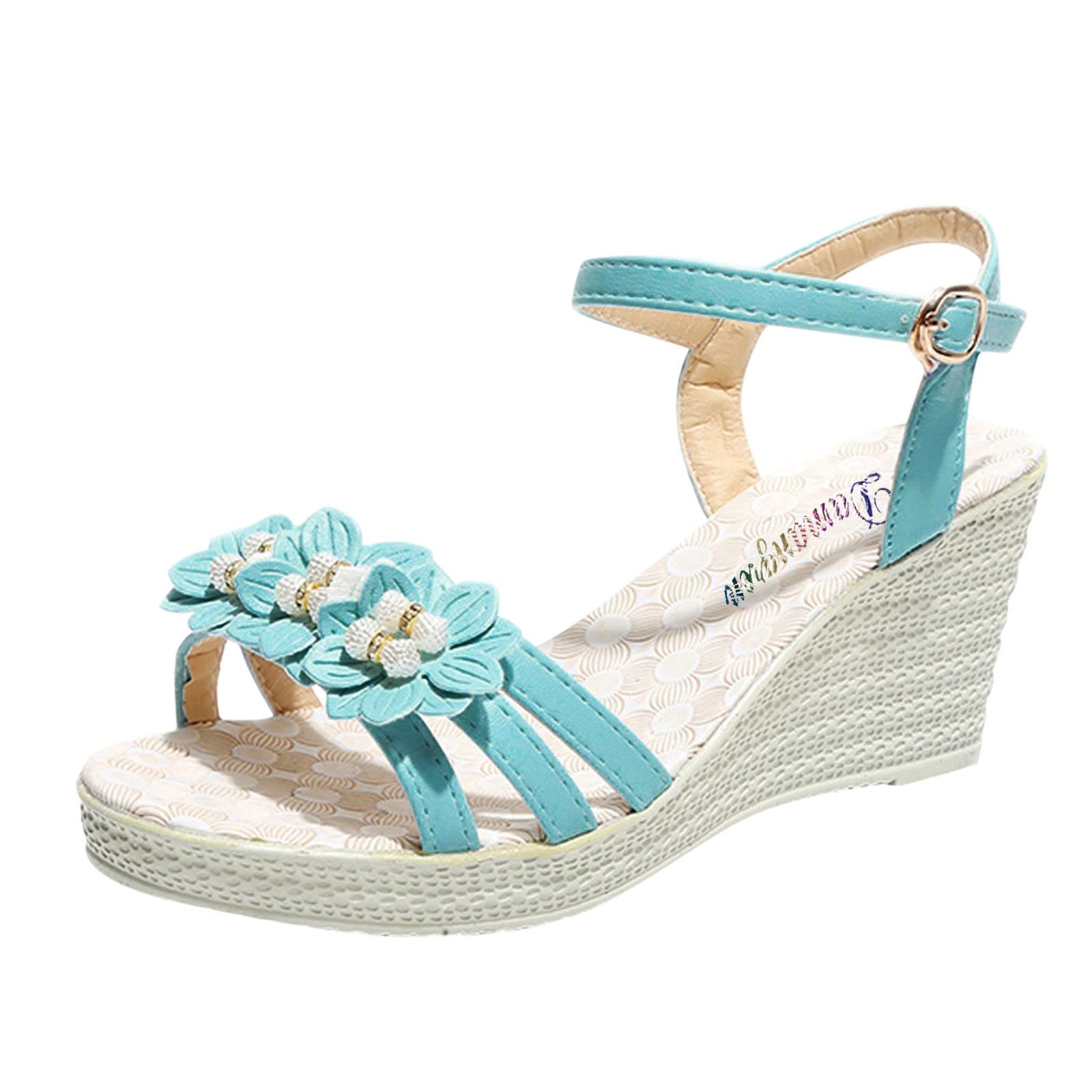 Women's White Beach Sandals - Fashion Open Toe Wedge Heel Sandals with Buckle Closure | Large Size Summer Shoes for Vacation, Poolside & Casual Outings