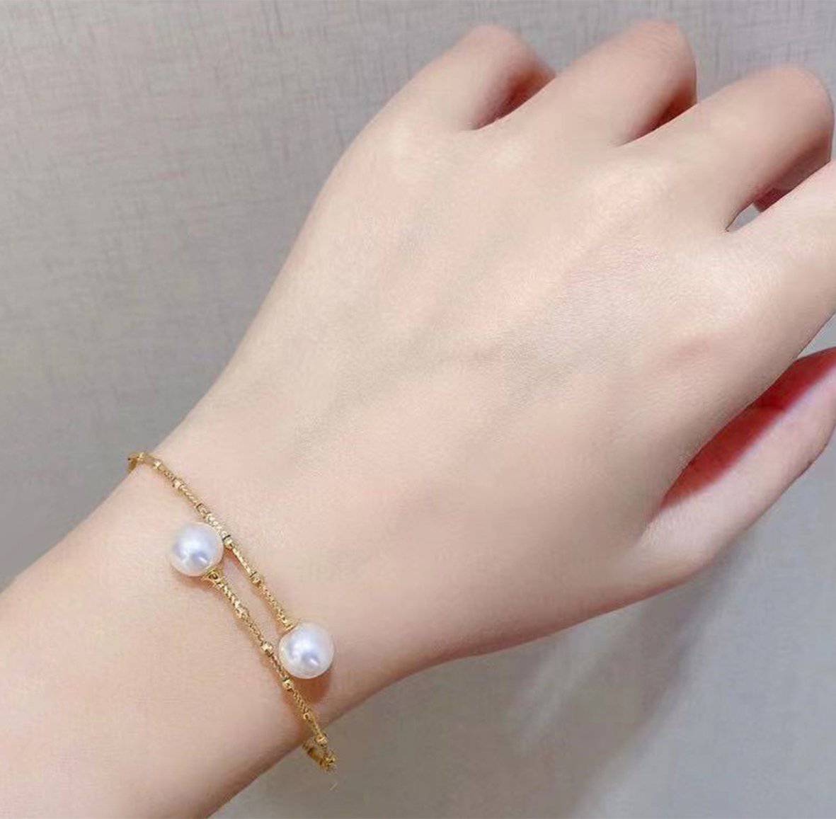 18K Solid Gold Freshwater Pearl Bracelet for Women | Elegant Pearl Jewelry Gift | Perfect for Weddings, Anniversaries & Special Occasions | KB00002