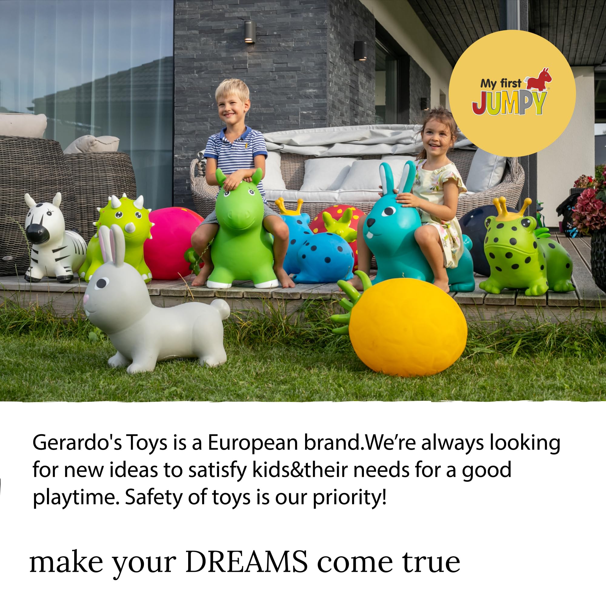 GERARDO'S Jumpy Toddler Bouncer - Animal Bouncy Bunny Ride-On Toy for Kids Ages 1-3 - Inflatable Hopper for Boys & Girls - Indoor Outdoor Bouncing Toy - Perfect for Birthday Gifts, Playtime & Exercise
