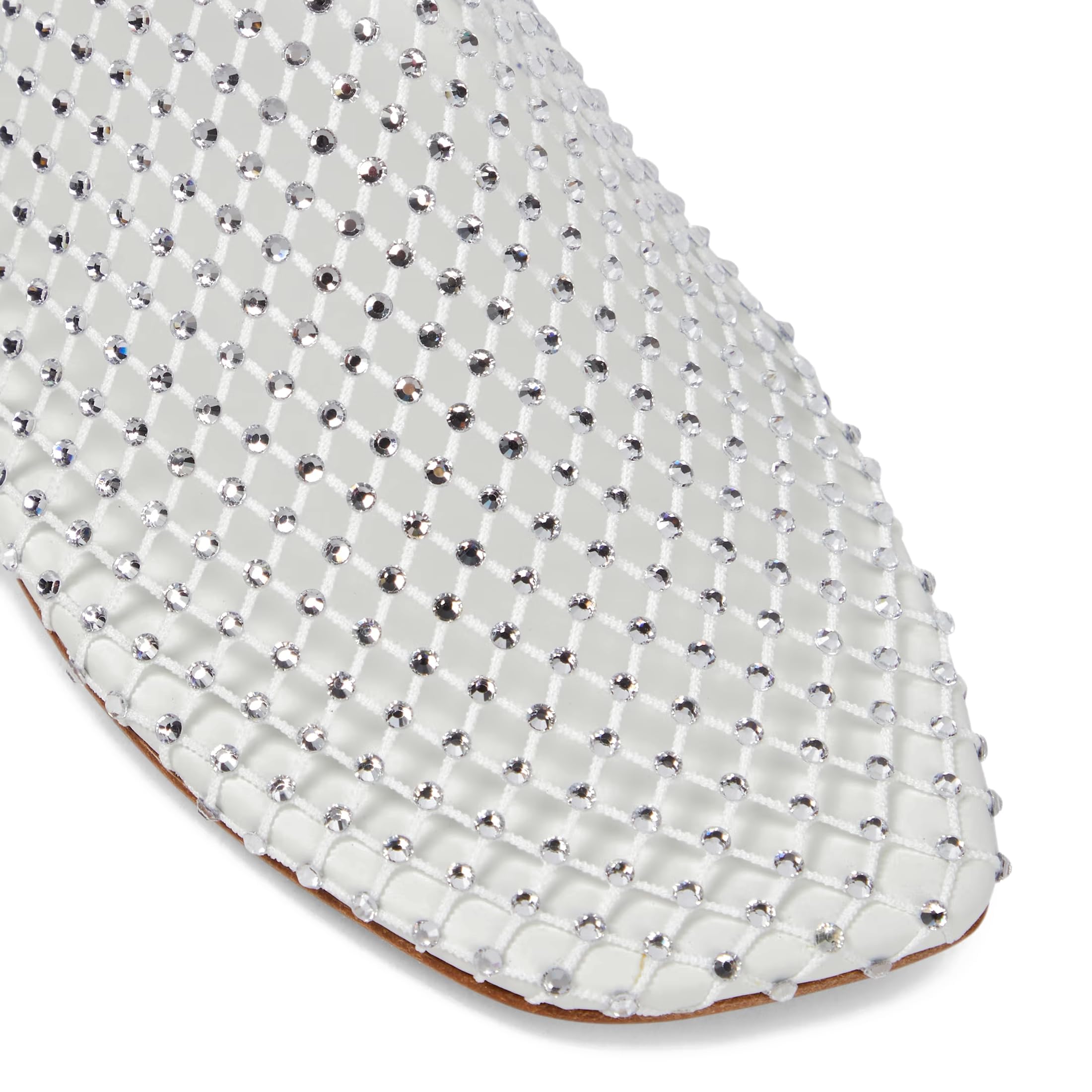 Arqa Crystals Women's Mesh Ballet Flats with Rhinestone Embellishments - Comfortable Fishnet Sock Casual Shoes for Work, Party & Everyday Wear