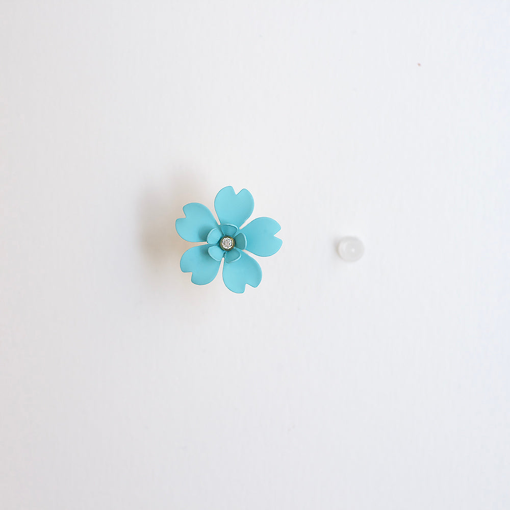 Turquoise Cherry Blossom Statement Earrings for Women - Front & Back Dangle Design - Perfect for Weddings, Parties & Special Occasions