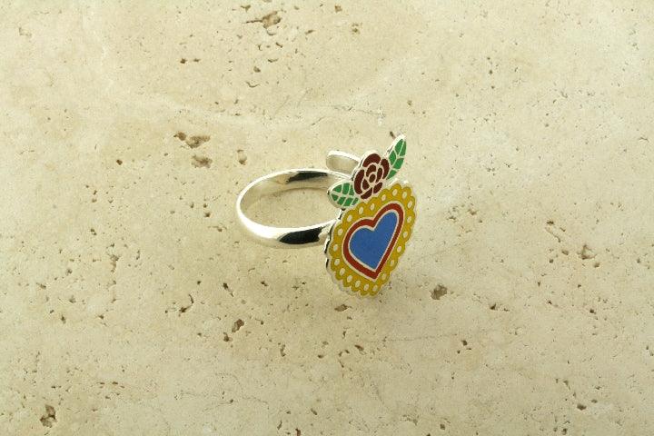 Blue Enamel Flying Heart Adjustable Ring - Elegant Jewelry for Women, Perfect for Valentine's Day Gifts, Anniversary or Everyday Wear