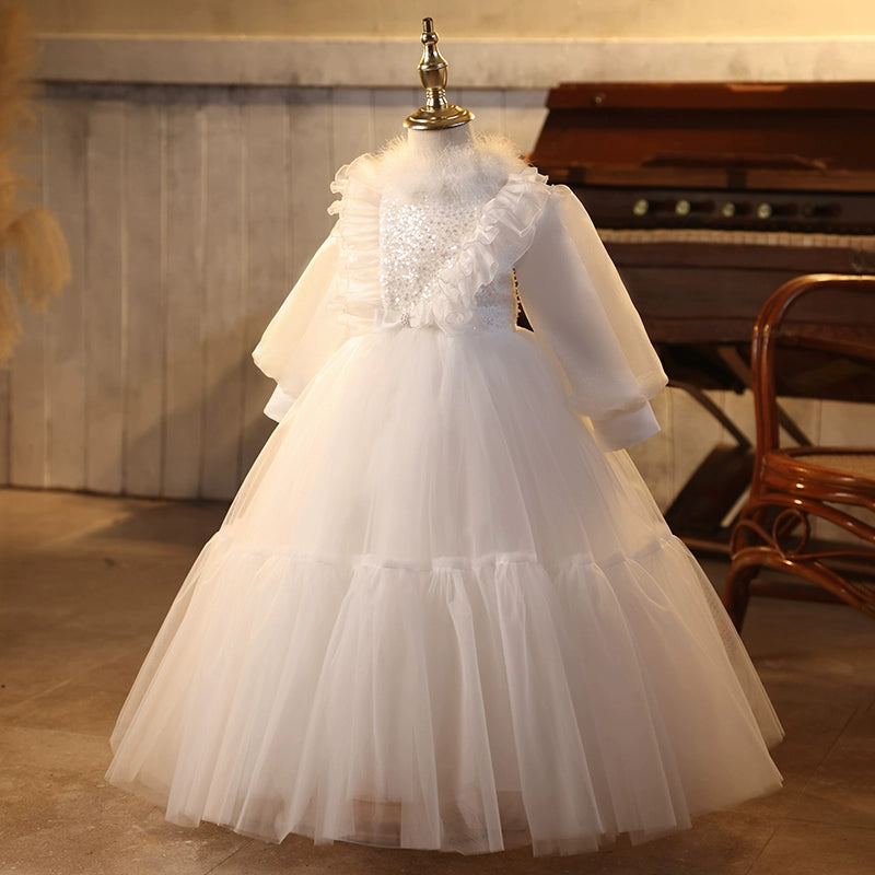 White Flower Girl Dress for Birthday & Wedding - Princess Ball Gown for Girls - Perfect for Special Occasions, Parties & Pageants