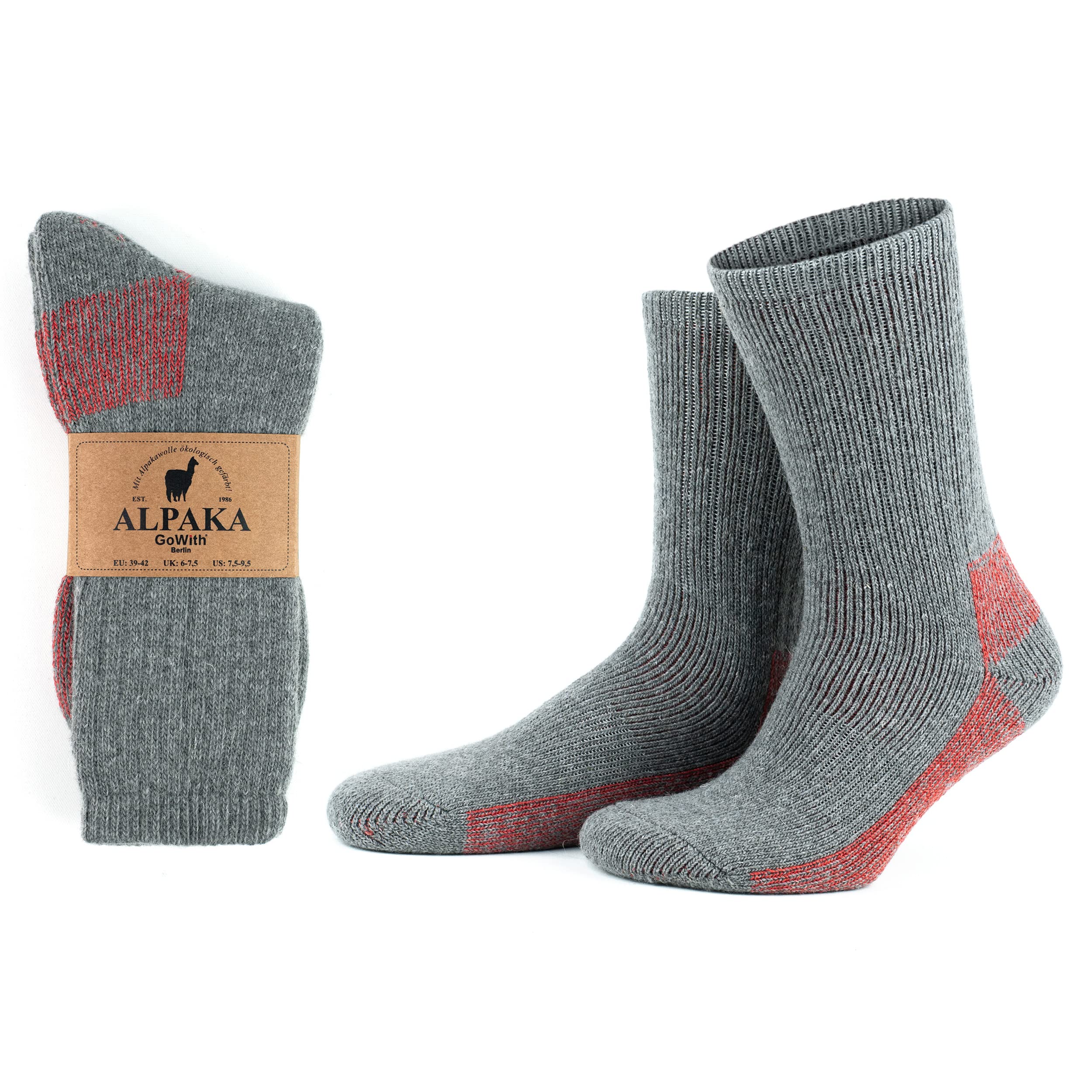 Premium Alpaca Wool Hiking Socks for Men & Women - Thermal Merino Blend, Cushioned Terry Crew Socks for Winter, Camping & Outdoor Adventures - Warm & Breathable Cold Weather Socks for Hiking, Trekking & Snow Activities