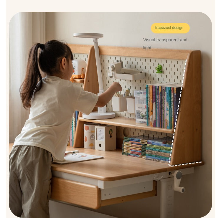 Solid Beech Wood Adjustable Lift Study Desk - Perfect for Home Office, Reading & Writing Workspace