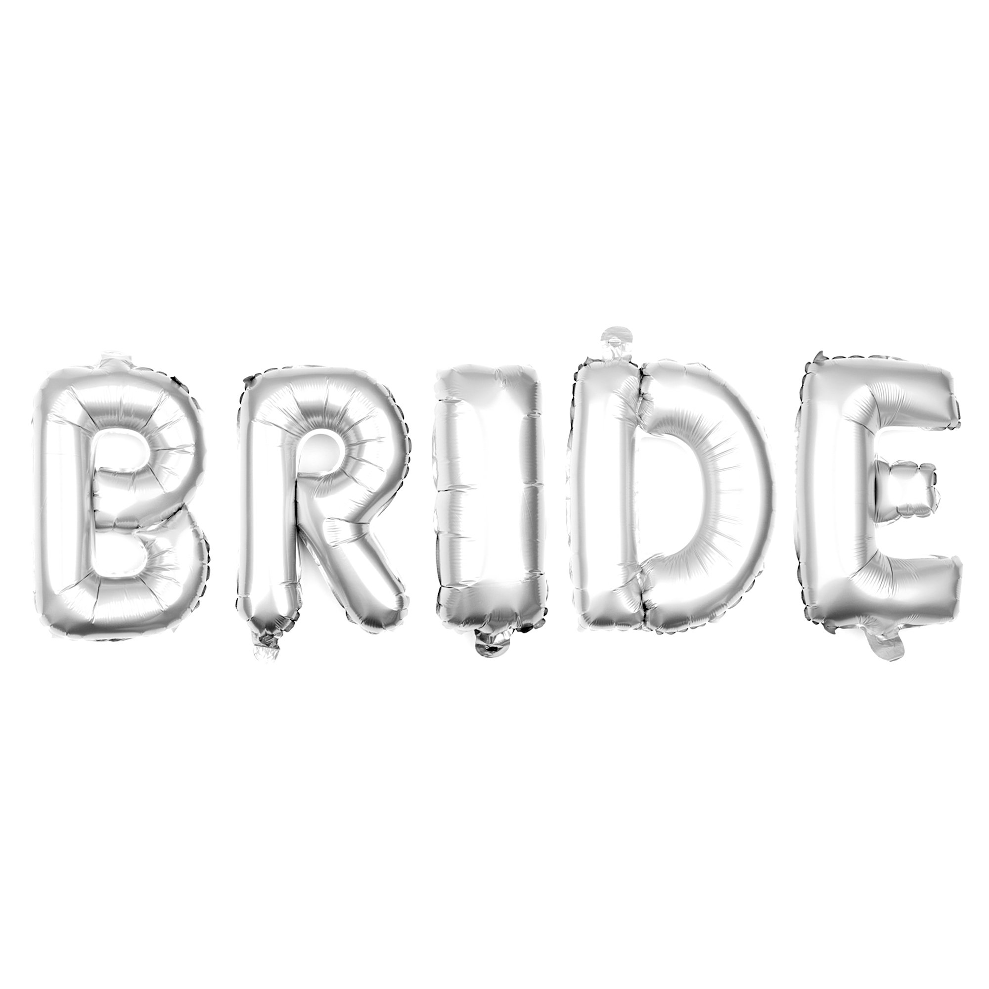 Ella Celebration Non-Floating Bride Letter Balloons - 13 Inch Silver Wedding Decor for Bridal Showers, Bachelorette Parties & Anniversary Celebrations - Perfect for Photo Backdrops, Table Centerpieces & Venue Decorations