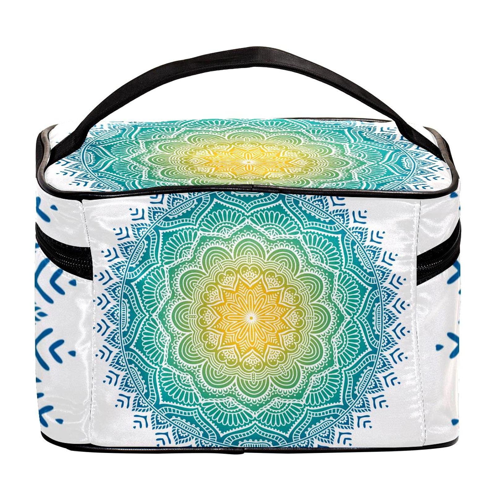 Bohemian Indian Style Mandala Travel Makeup Bag - Large Cosmetic Organizer with Zipper for Women & Girls | Perfect for Travel, Gym, and Daily Essentials Storage