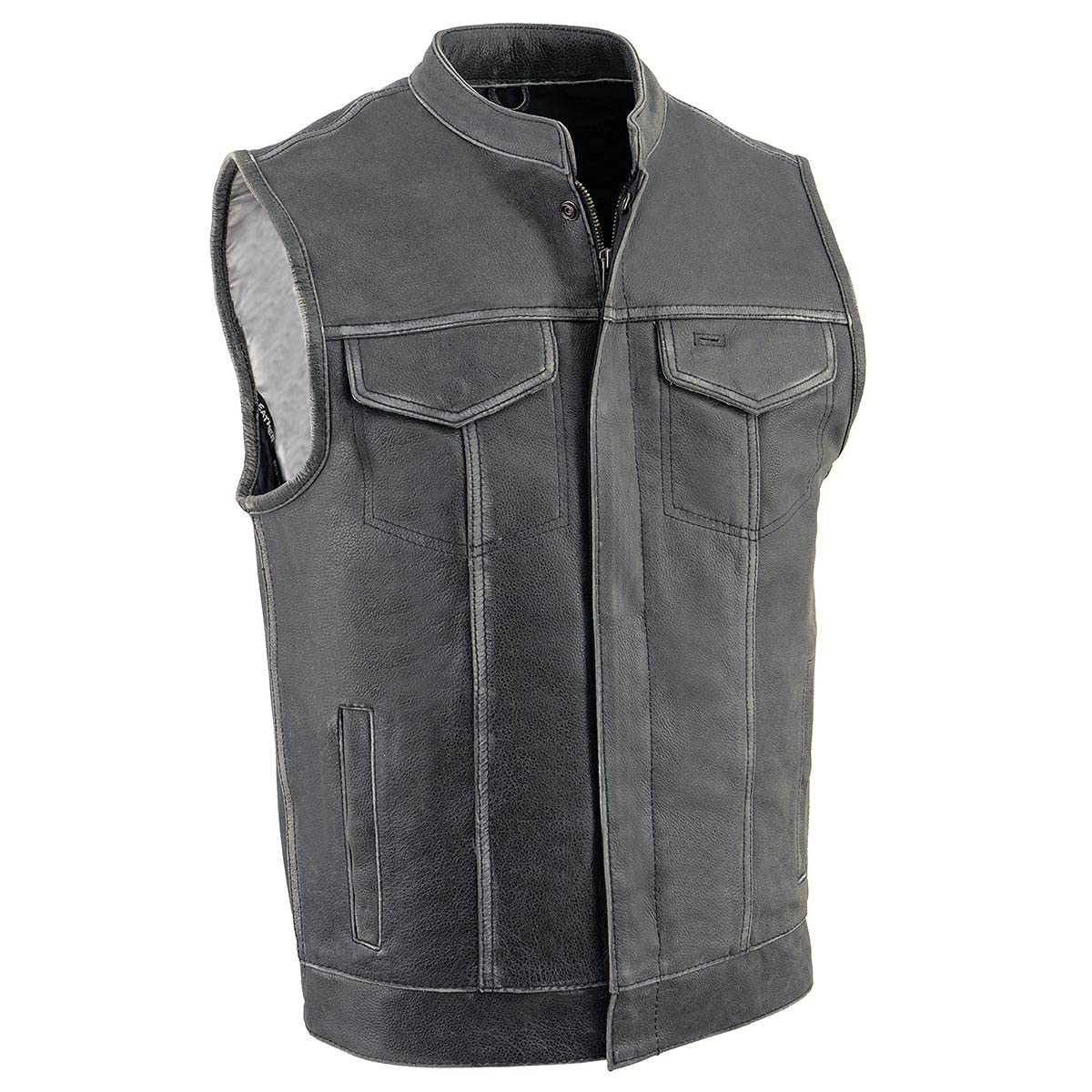 Milwaukee Leather MLM3513 Men's Premium Biker Vest - Genuine Leather Motorcycle Vest with Snap & Zipper Closure for Harley Riders - Perfect for Cruising, Bike Rallies and Motorcycle Events