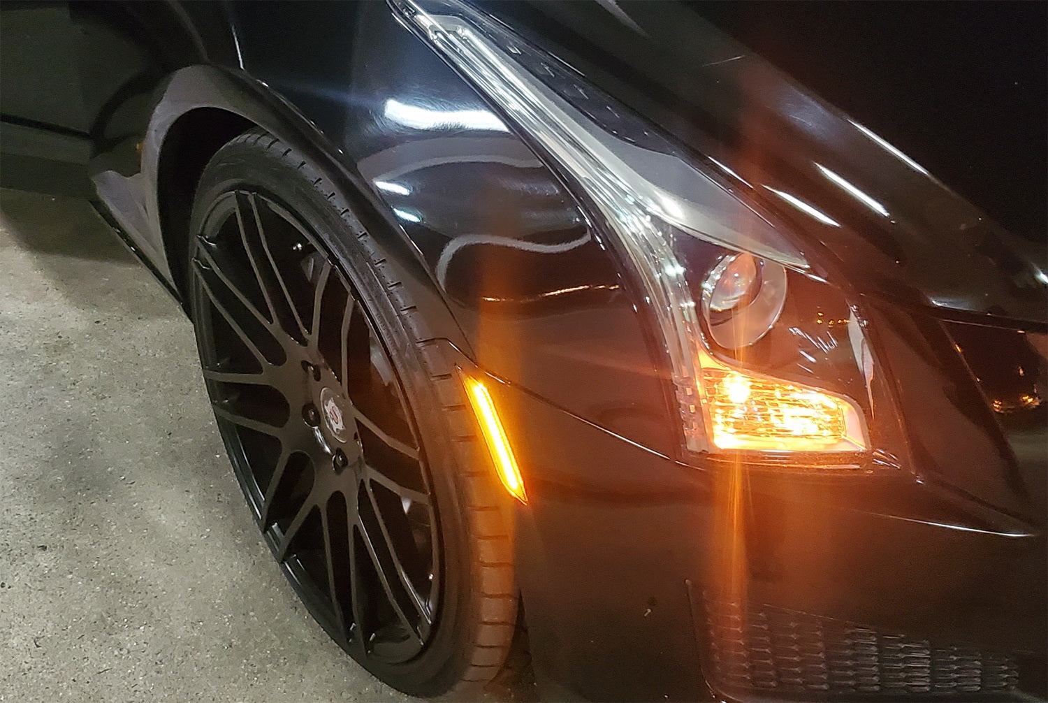 2020+ Cadillac CT5 Clear Lens Amber LED Strip Front Bumper Side Marker Lights - DRL Daytime Running Lights for Enhanced Visibility & Style