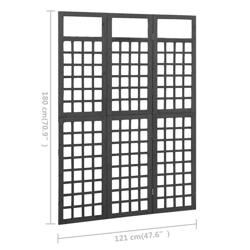 3-Panel Room Divider - Solid Fir Wood Folding Privacy Screen (47.6