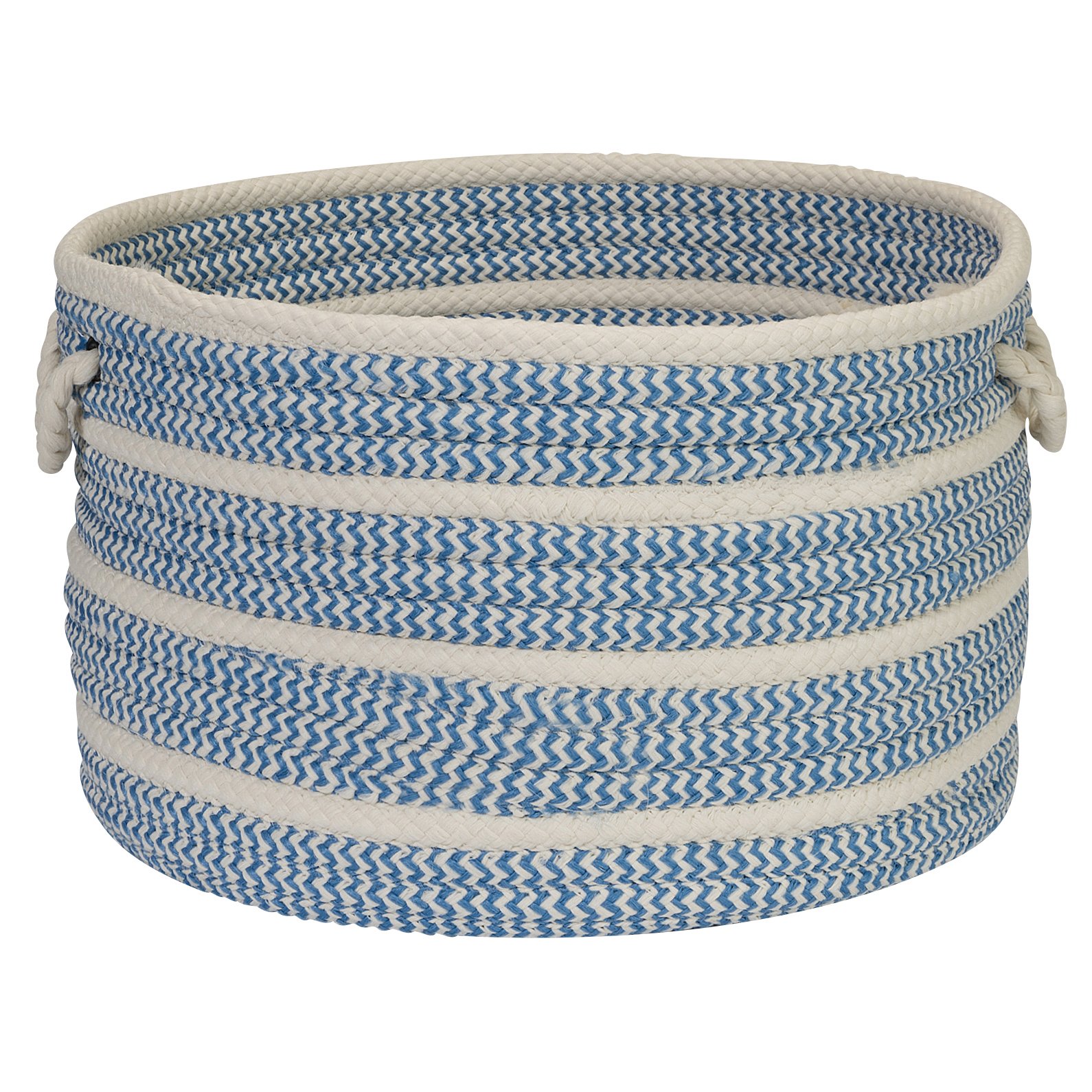 Poppy Baskets Mix Basket - 22 x 14 Inch Woven Storage Basket with Blue Ice Banded Design | Perfect for Home Organization, Laundry, Toys & Decor