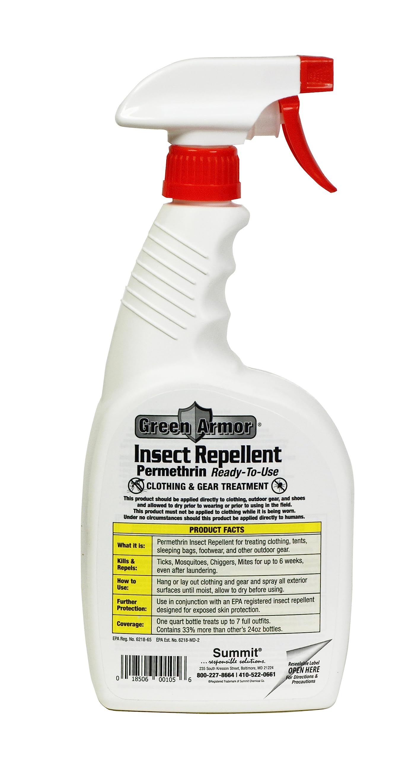 Permethrin RTU Insect Repellent Spray - 32oz Trigger Spray Bottle for Outdoor, Camping, Hiking & Yard Protection