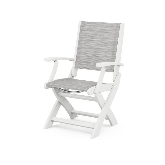 POLYWOOD Coastal Folding Chair - Durable Outdoor Furniture for Patio, Beach & Poolside - Weather-Resistant Adirondack Style Chair with Cup Holder