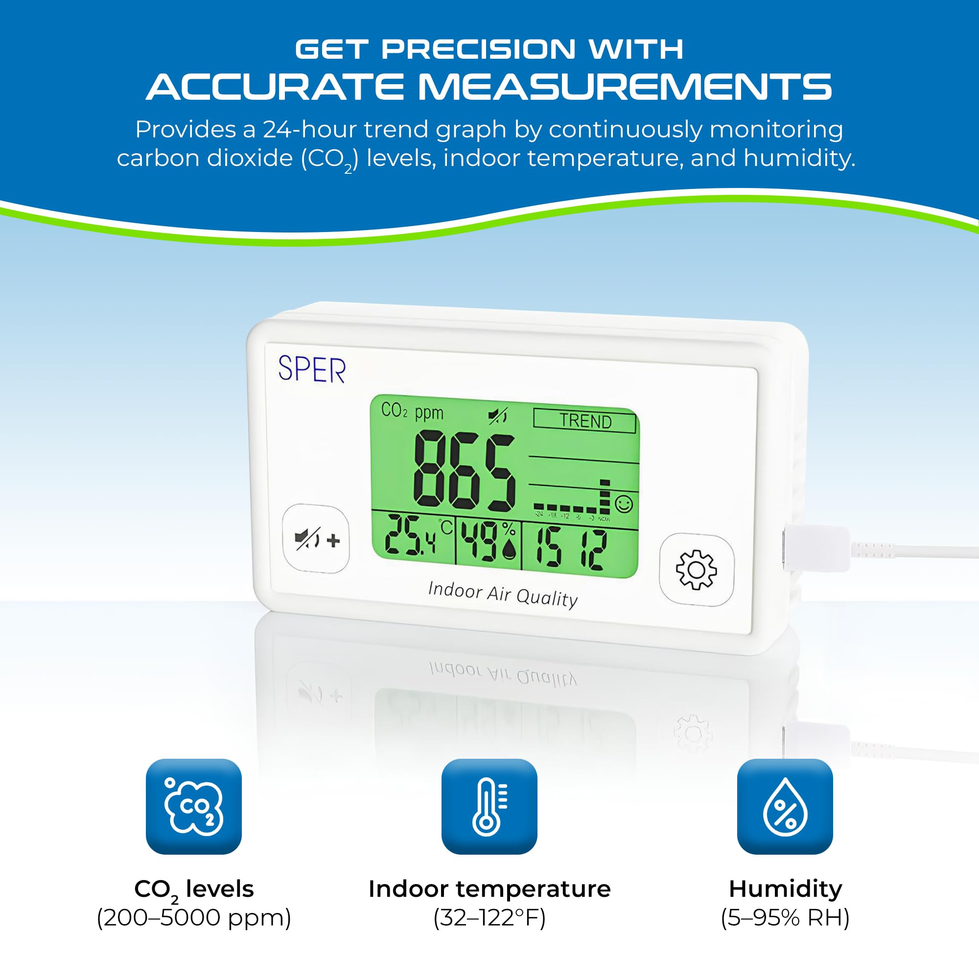 Sper Scientific Air Quality Monitor - Color Display for Home & Office