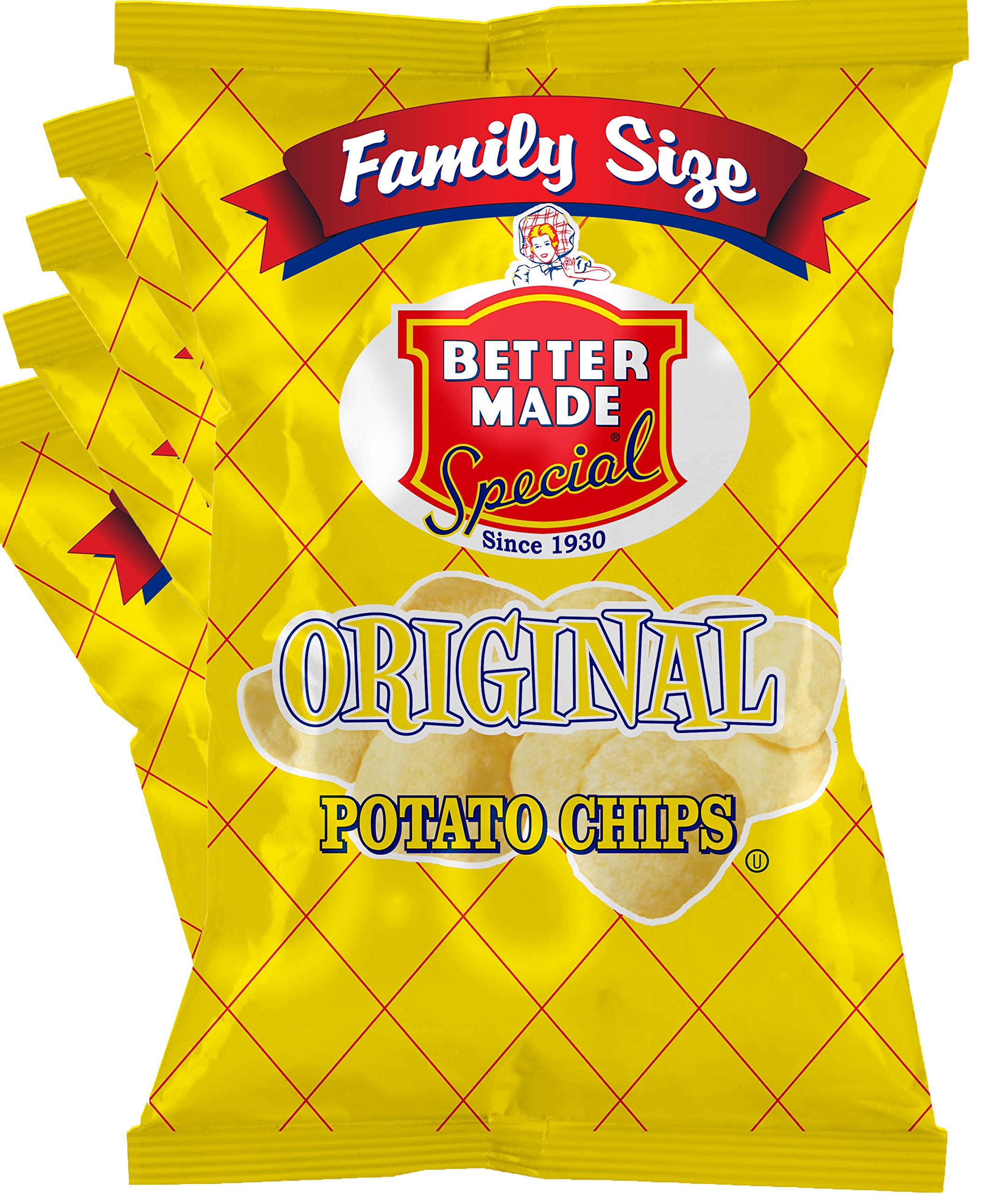 Better Made Original Potato Chips - Family Size 8 Pack (8 x 8.5-9 oz Bags) - Crispy, Crunchy, Gluten-Free Snacks Made from Fresh Potatoes - Perfect for Parties, Lunches & Family Gatherings - American-Made Snack Food