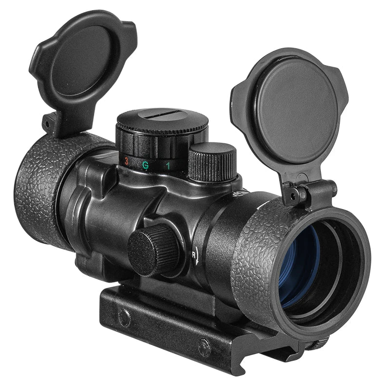 VOMZ 3.5X30 RGB Tactical Laser Sight - Red/Green Dot Scope with Tri-Illumination & Fiber Optics | Compact Design for Hunting, Airsoft & Tactical Shooting