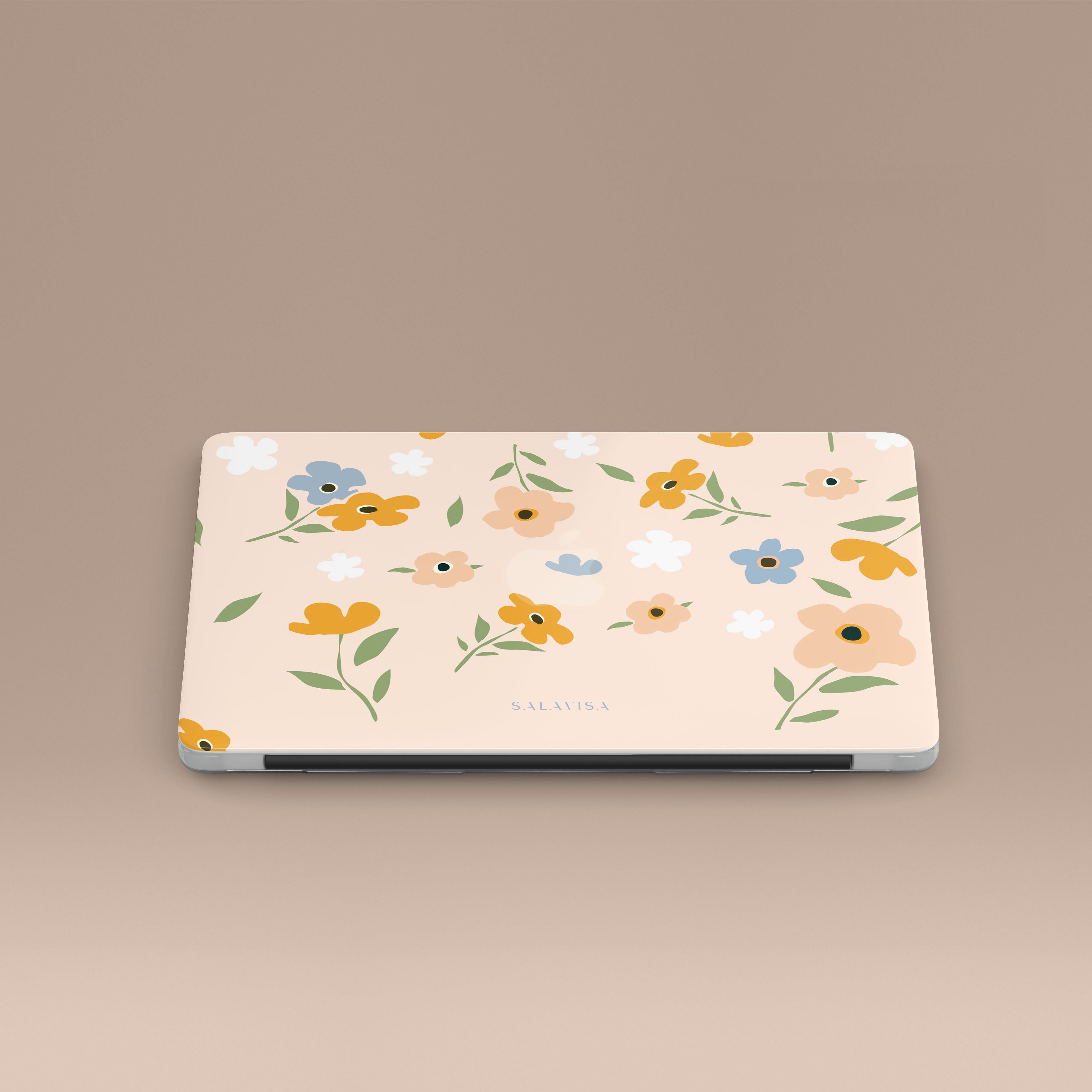 Pink Floral MacBook Case - Protective Laptop Cover for MacBook Air/Pro, Aesthetic Design for Women, Perfect for Work, School & Travel