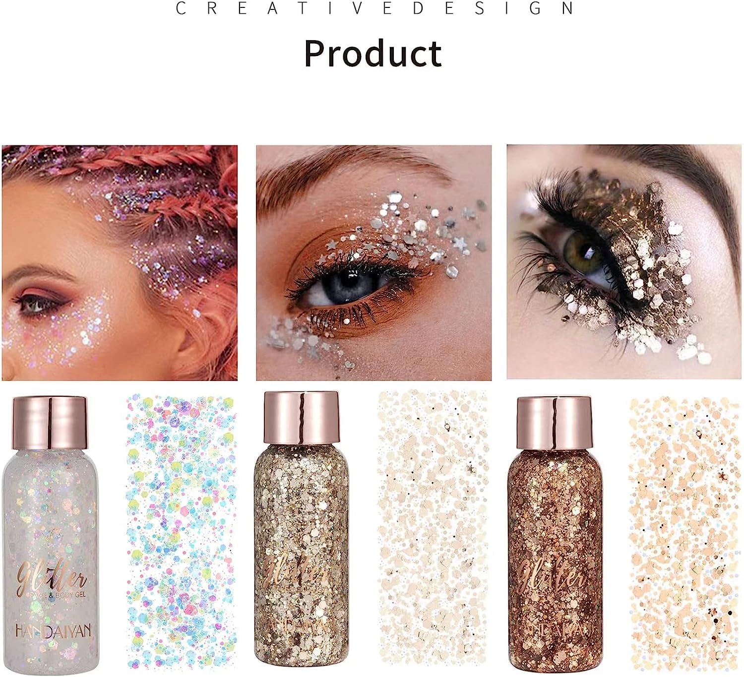 Holographic Body Glitter Liquid - Long Lasting Festival Makeup Glitter for Face, Hair & Eyeshadow - Chunky Glitter Sequins, No Glue Needed, Easy to Remove (09 - White) | Perfect for Raves, Concerts, Halloween & Cosplay