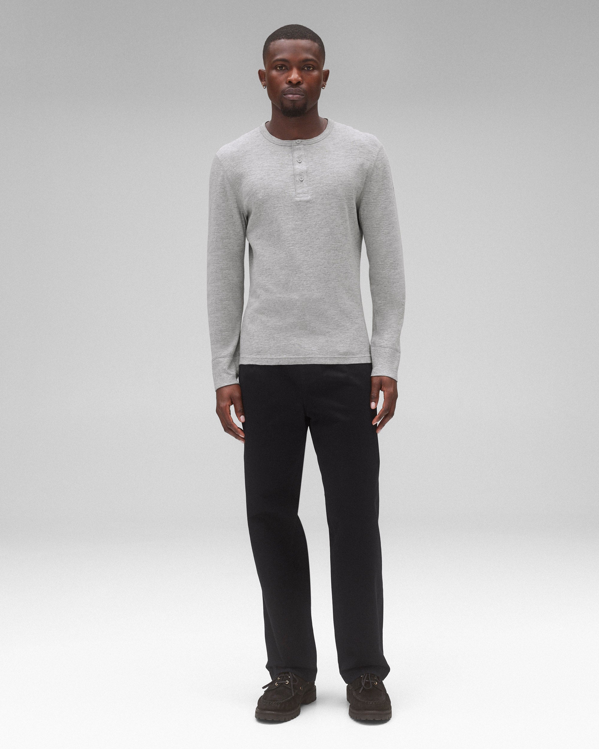 Reigning Champ 1X1 Slub Long Sleeve Henley Shirt for Men - Soft Cotton Crewneck Pullover with Button Placket - Perfect for Casual Wear, Layering & Everyday Comfort