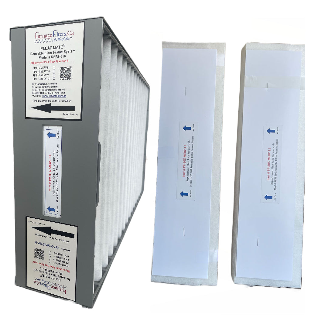 Electro Air / York M1 1056 Reusable Air Filter Frame Kit - 15 3/8 x 25 1/2 x 5 1/4 Inches - Includes Lifetime Frame (Model RFFS 816) & 3 MERV 11 Replacement Filters (Part PP 816) - Perfect for HVAC Systems & Home Air Purification