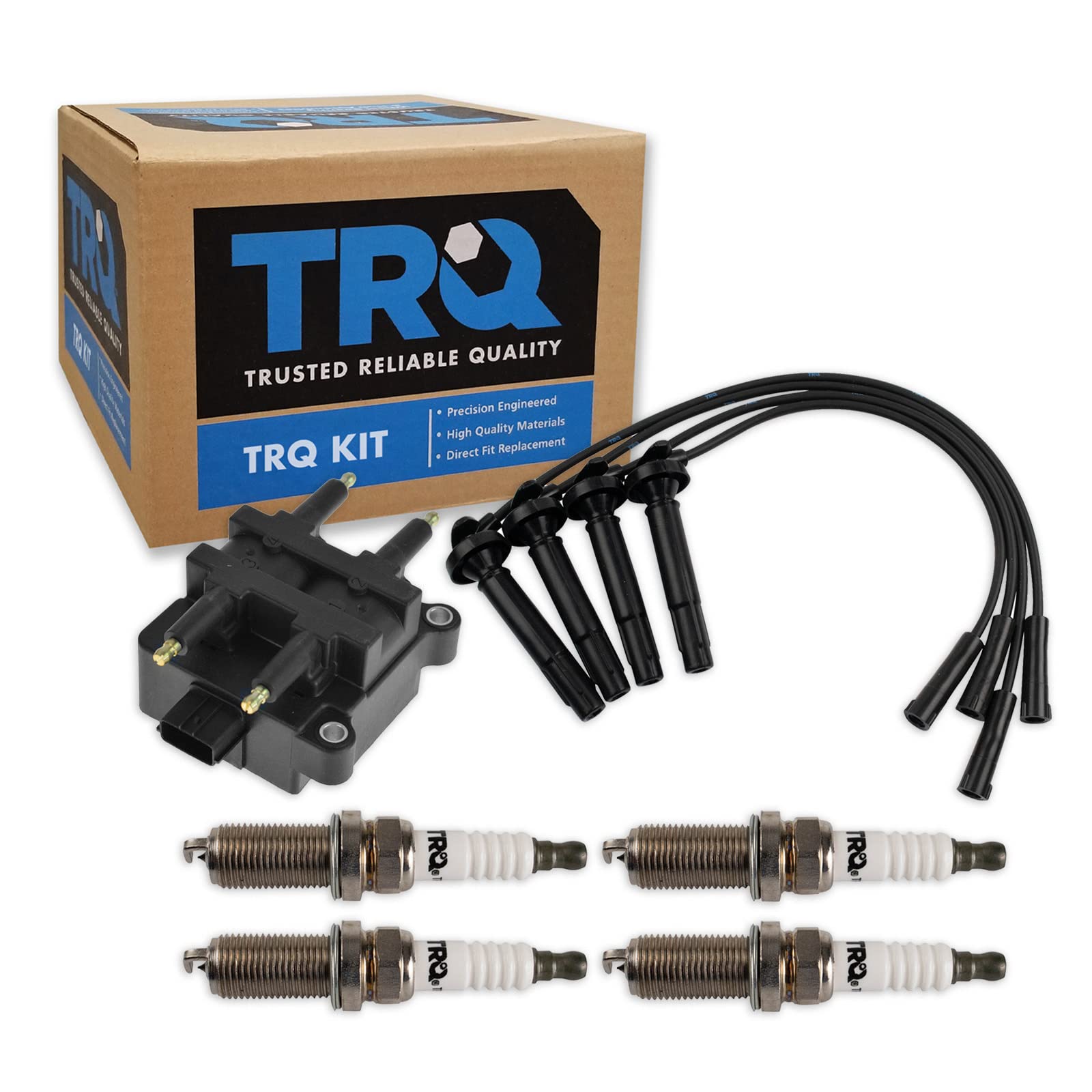 TRQ Ignition Kit - Ignition Coil, Spark Plugs & Wires Set for 2003-2006 Subaru Baja, 1999-2004 Forester/Impreza/Legacy, 2000-2004 Outback | Complete Tune-Up Solution for Improved Engine Performance & Fuel Efficiency