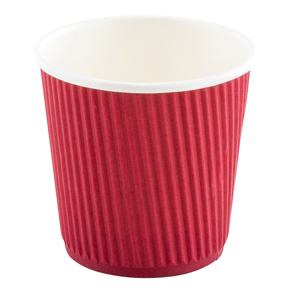 4 oz Crimson Paper Coffee Cups with Ripple Wall - 2.5