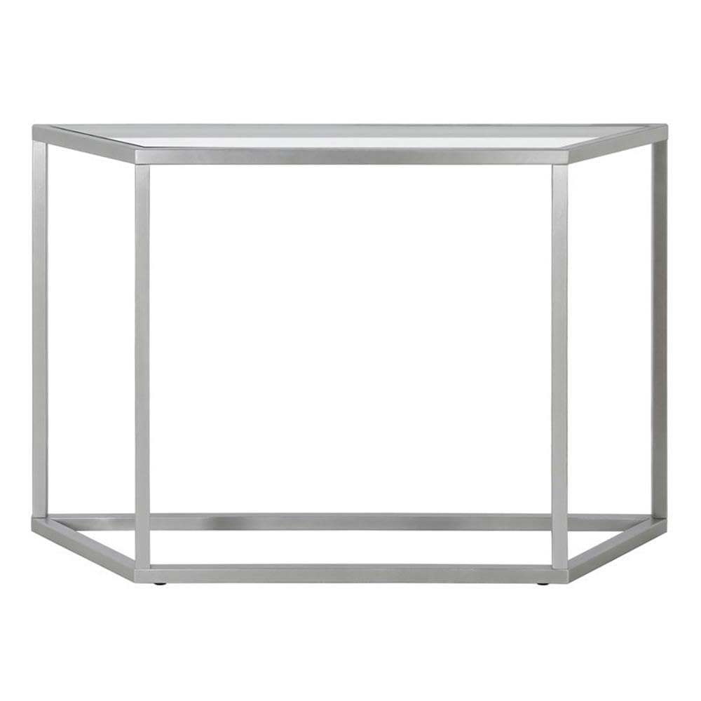 Levi 44'' Wide Silver Trapezoid Console Table - Modern Entryway, Living Room, or Hallway Decor for Stylish Home Interiors