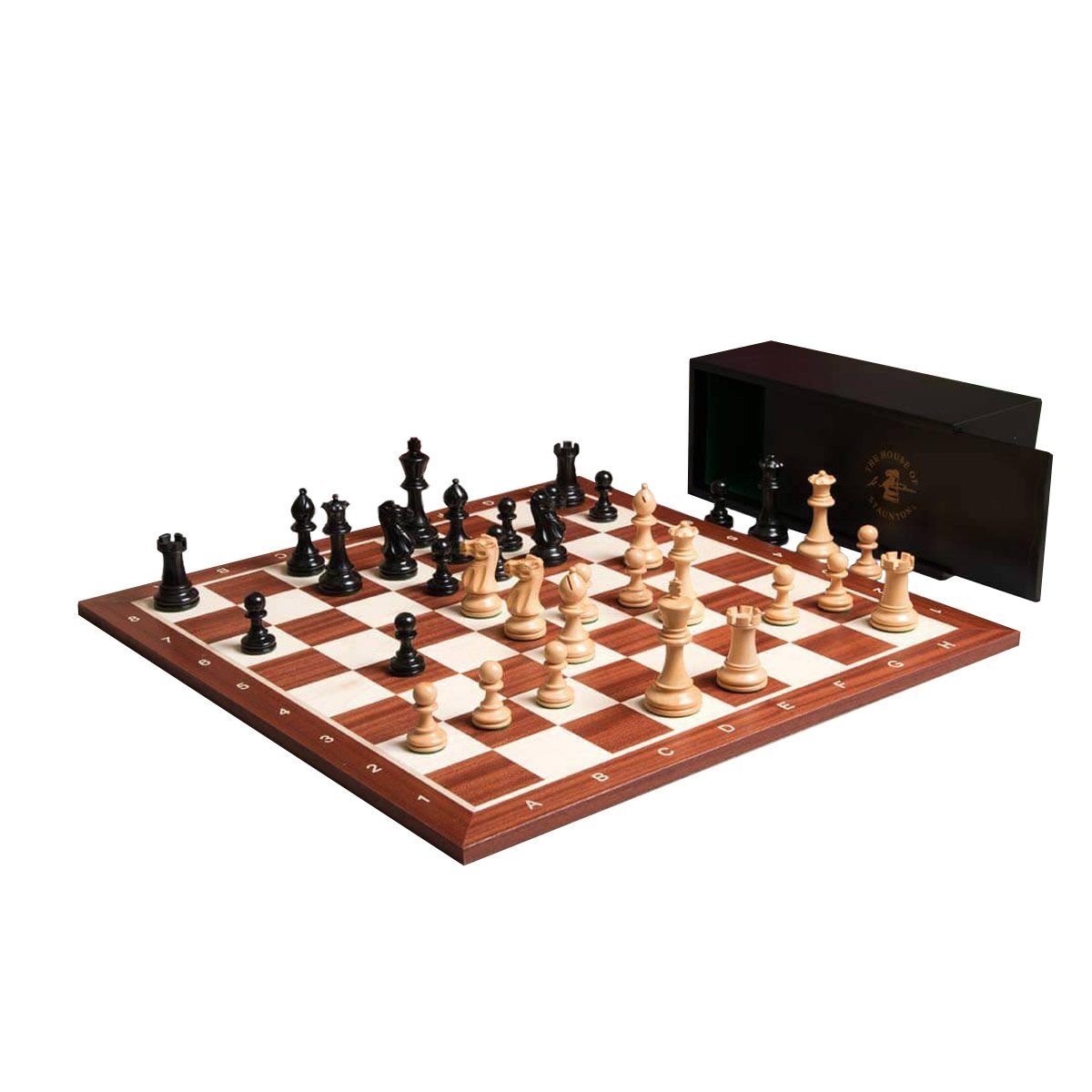 Premium Grandmaster Chess Set with Ebonized Boxwood Pieces, Storage Box & Board – Perfect for Tournaments, Home Decor & Gifting | The House of Staunton