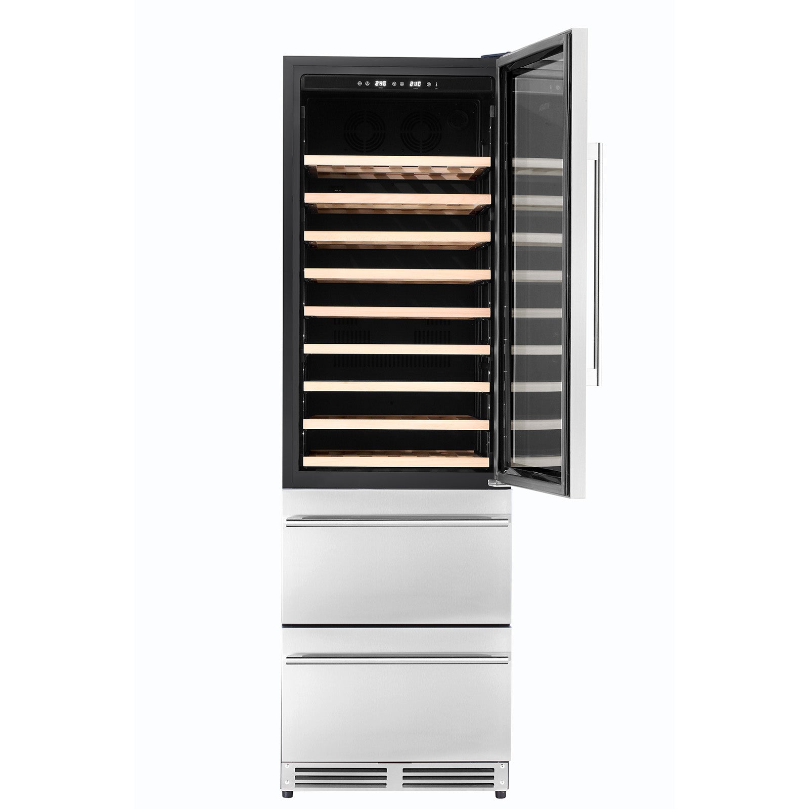 24 Inch Dual Zone Stainless Steel Wine Cooler - Holds 108 Bottles & 100 Cans - Perfect for Home Bars, Restaurants, and Wine Cellars