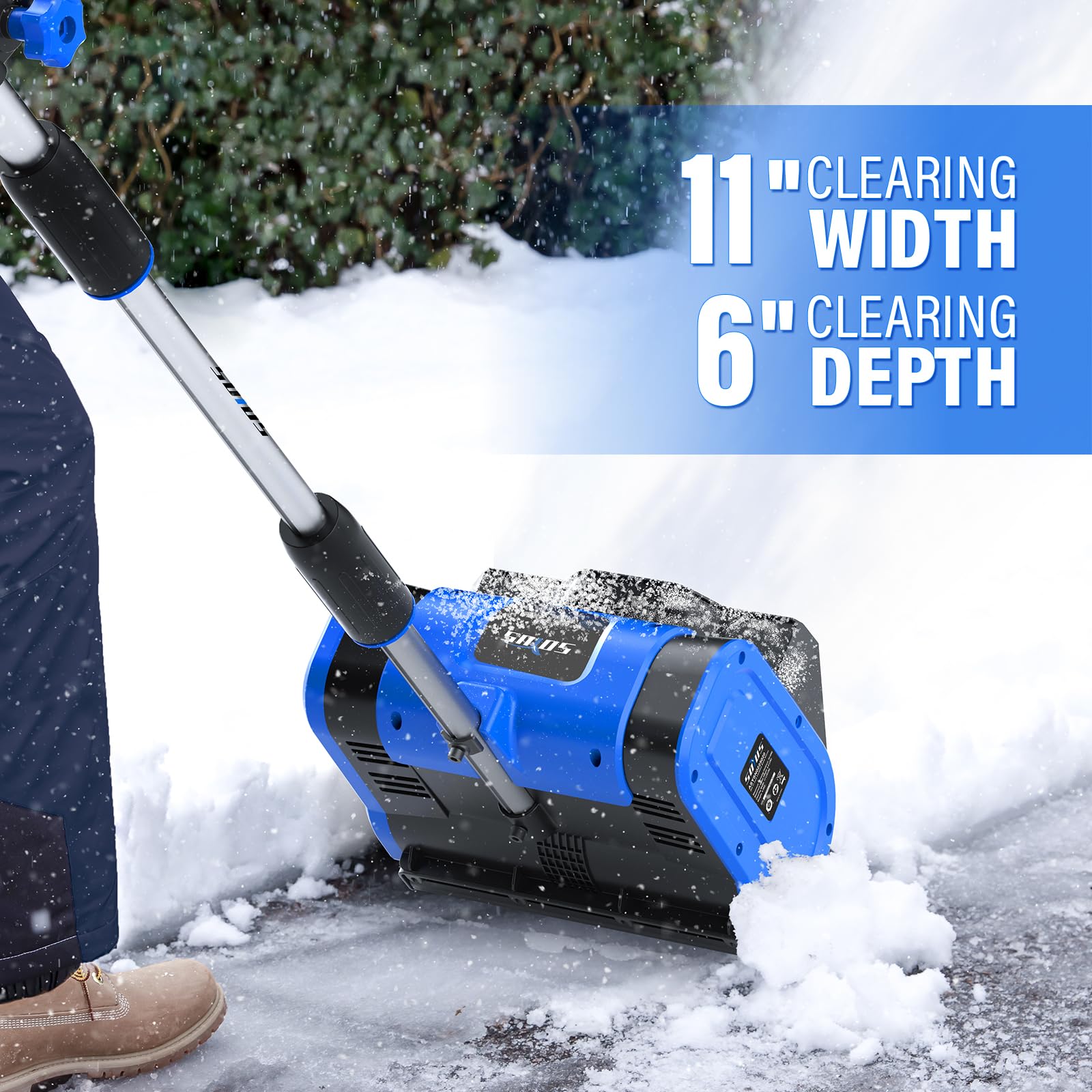 20V Cordless Electric Snow Shovel with Adjustable Handle - 11-Inch Wide Snow Blower, Includes 4.0Ah Battery & Fast Charger - Perfect for Driveways, Sidewalks & Small Areas (Dust Bag Included)