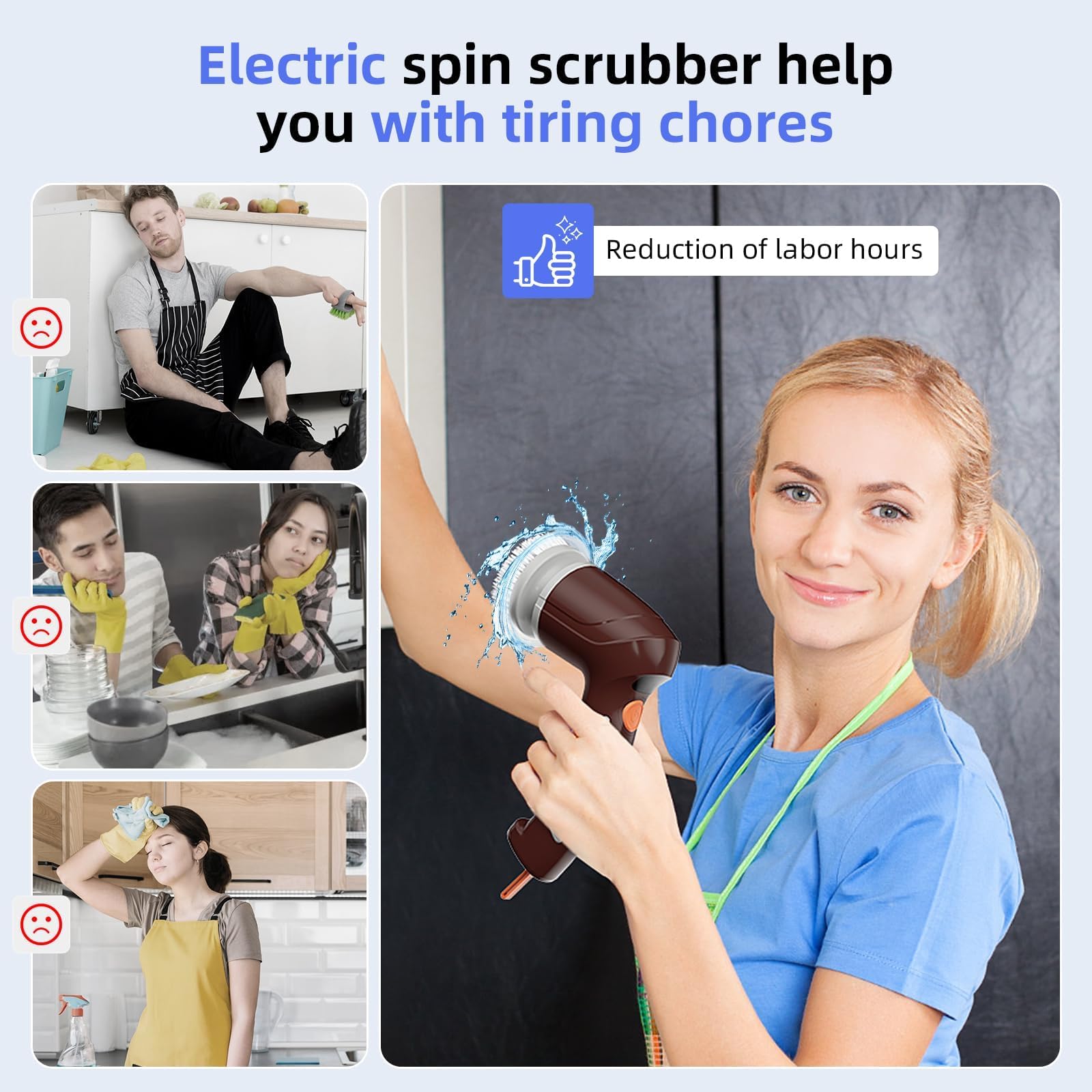 **Sivomens Cordless Electric Spin Scrubber - Handheld Power Shower Cleaner with 6 Replaceable Heads & LED Display - Bathroom, Kitchen, Tile, Stove, Wall Cleaning Brush (Brown) - Perfect for Deep Cleaning Grout, Tubs, and Hard-to-Reach Areas**