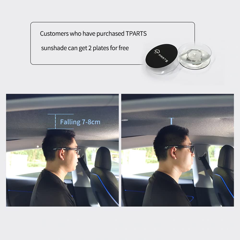 TPARTS Tesla Sunroof Sunshade Suction Set - 2 Pack | UV Protection & Heat Reduction for Model 3/Y/S/X | Perfect for Summer Driving & Parking