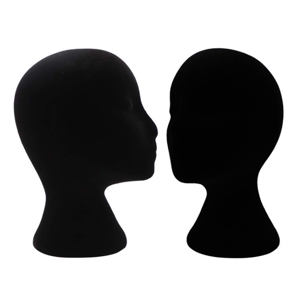 Black Female Styling Flocking Foam Head Mold - Wig Holder for DIY Hair Styling, Headwear Display & Cosmetology Practice (Perfect for Salon, Beauty School & Home Use)