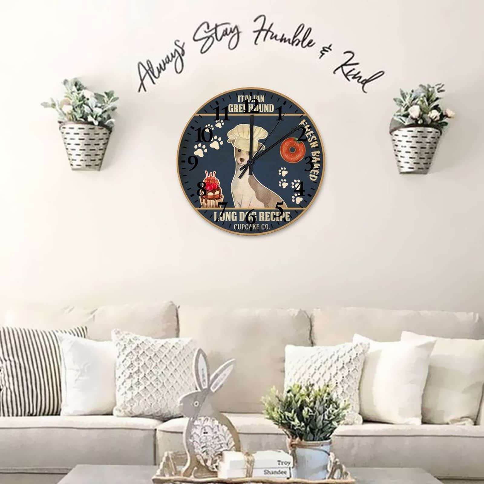 Funny Baking Italian Greyhound Wall Clock - 15 Inch Non-Ticking Kitchen Decor for Bakeries & Restaurants