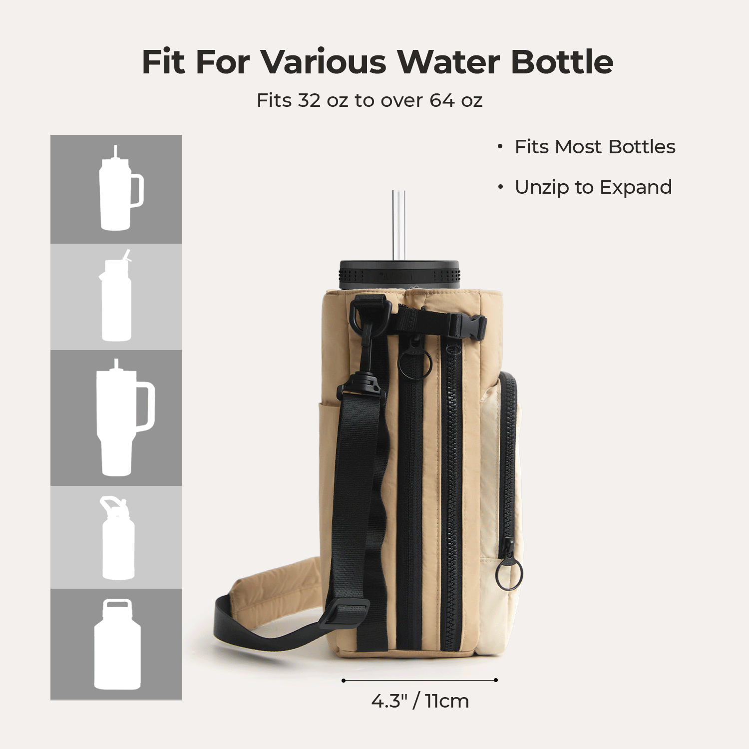 Paz Water Bottle Sling - Lightweight & Adjustable Hydration Carrier for Hiking, Running & Outdoor Activities | Hands-Free Water Bottle Holder for Sports & Travel