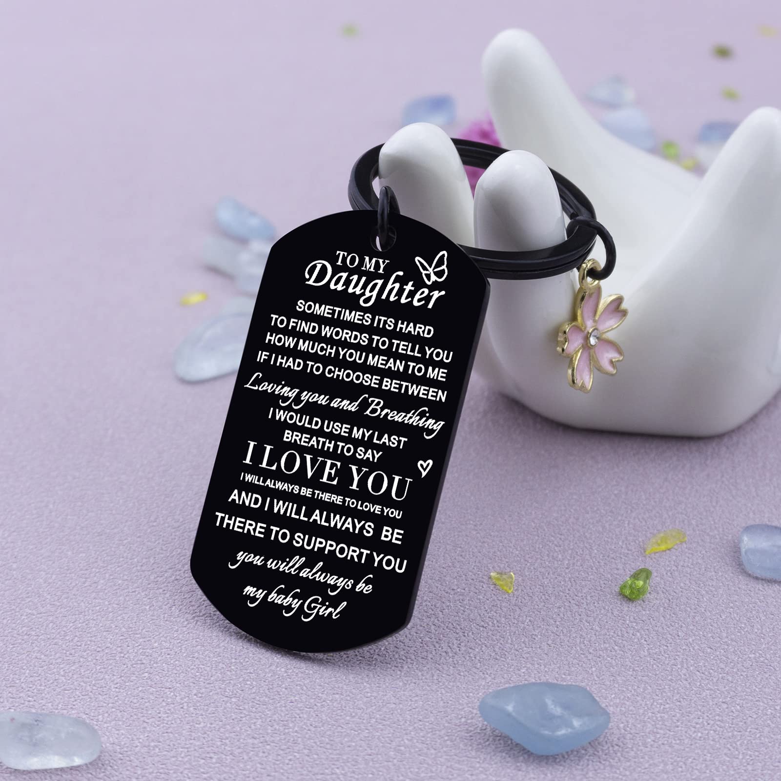 Personalized Daughter Keychain - Heartfelt Birthday, Graduation & Christmas Gift from Mom & Dad - Engraved Keepsake for My Girl - Perfect for Special Occasions & Everyday Carry