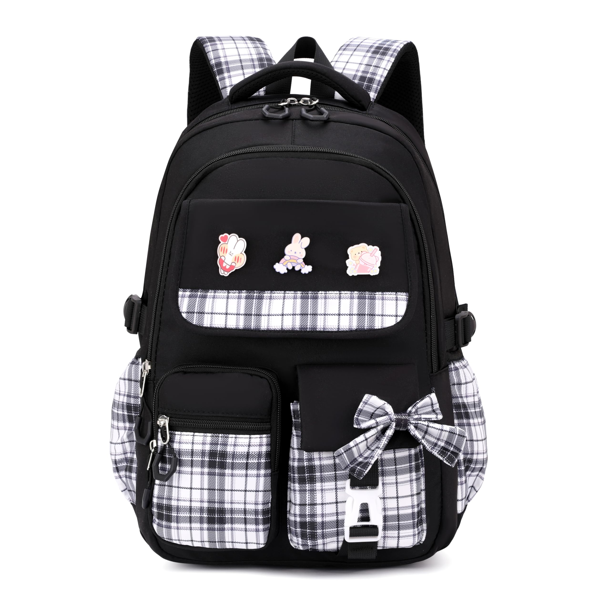 Cute Girls Backpack for School - Lightweight Teen & Kids Book Bag for Kindergarten, Elementary, Middle School - Perfect for Daily Use, Travel & Outdoor Activities (Black)