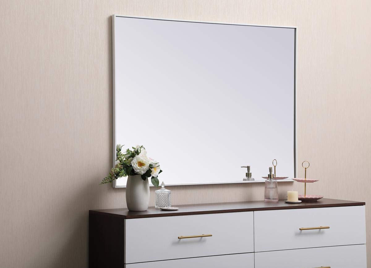Elegant White Metal Frame Mirror 48x36