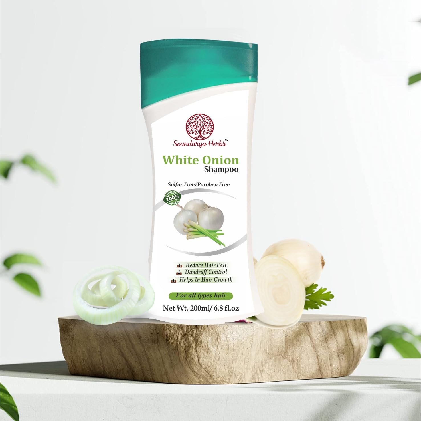 Soundarya Herbs Onion Hair Shampoo for Hair Growth - 200ml Natural Sulfate-Free Shampoo for Healthy, Strong & Shiny Hair - Best for Dry, Damaged Hair & Scalp Care at Home