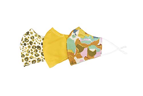Organic Cotton Face Mask with Nose Wire & Filter Pocket - Adjustable Ear Loops for Kids, Teens & Adults - Washable, Reusable & Breathable - Green Spots, Marigold, Camo Patterns - Perfect for School, Work, Travel & Daily Protection