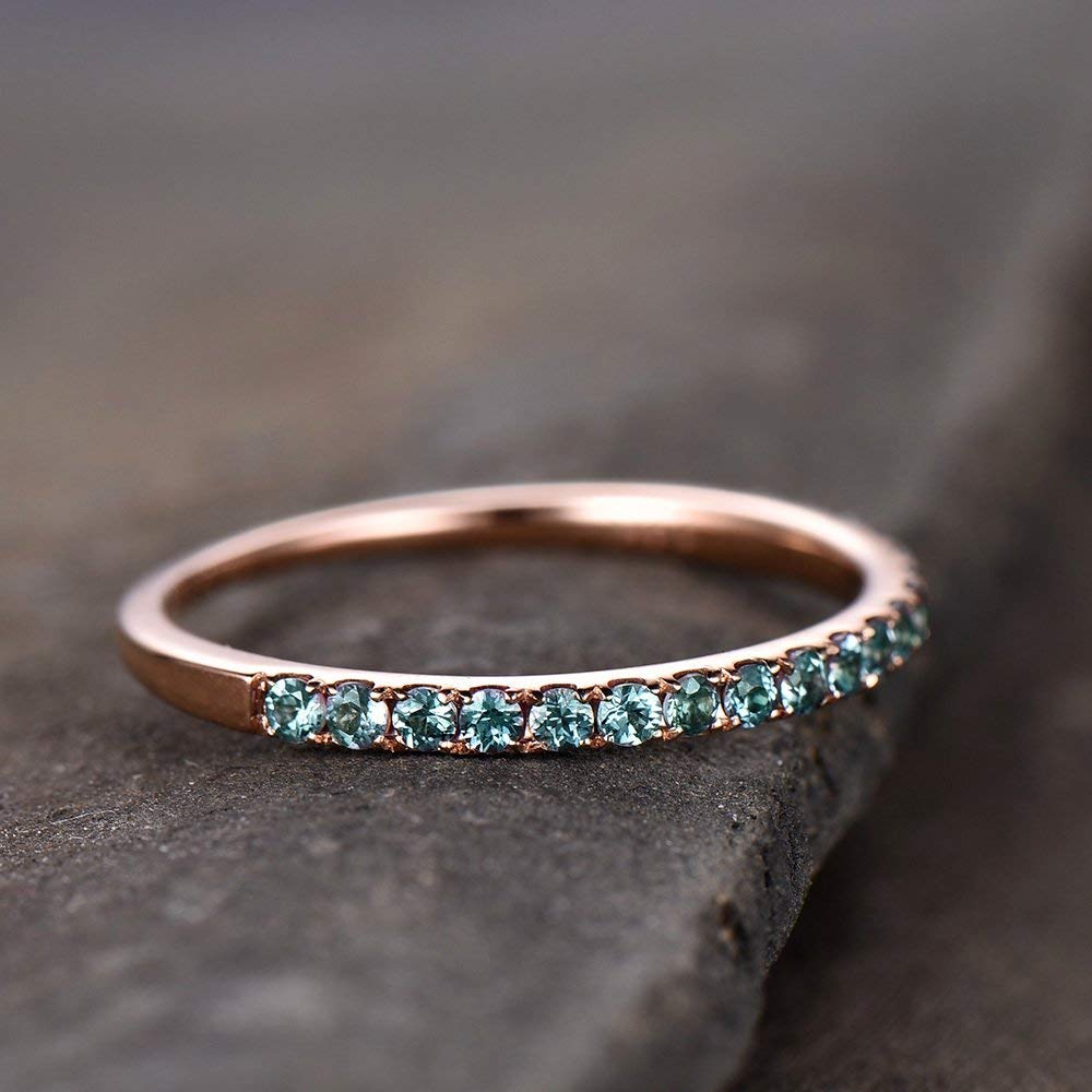 Alexandrite Eternity Ring - Sterling Silver Stackable Wedding Band, Rose Gold Plated June Birthstone Jewelry for Anniversary & Bridal Stacking | Perfect for Engagements, Weddings & Special Occasions
