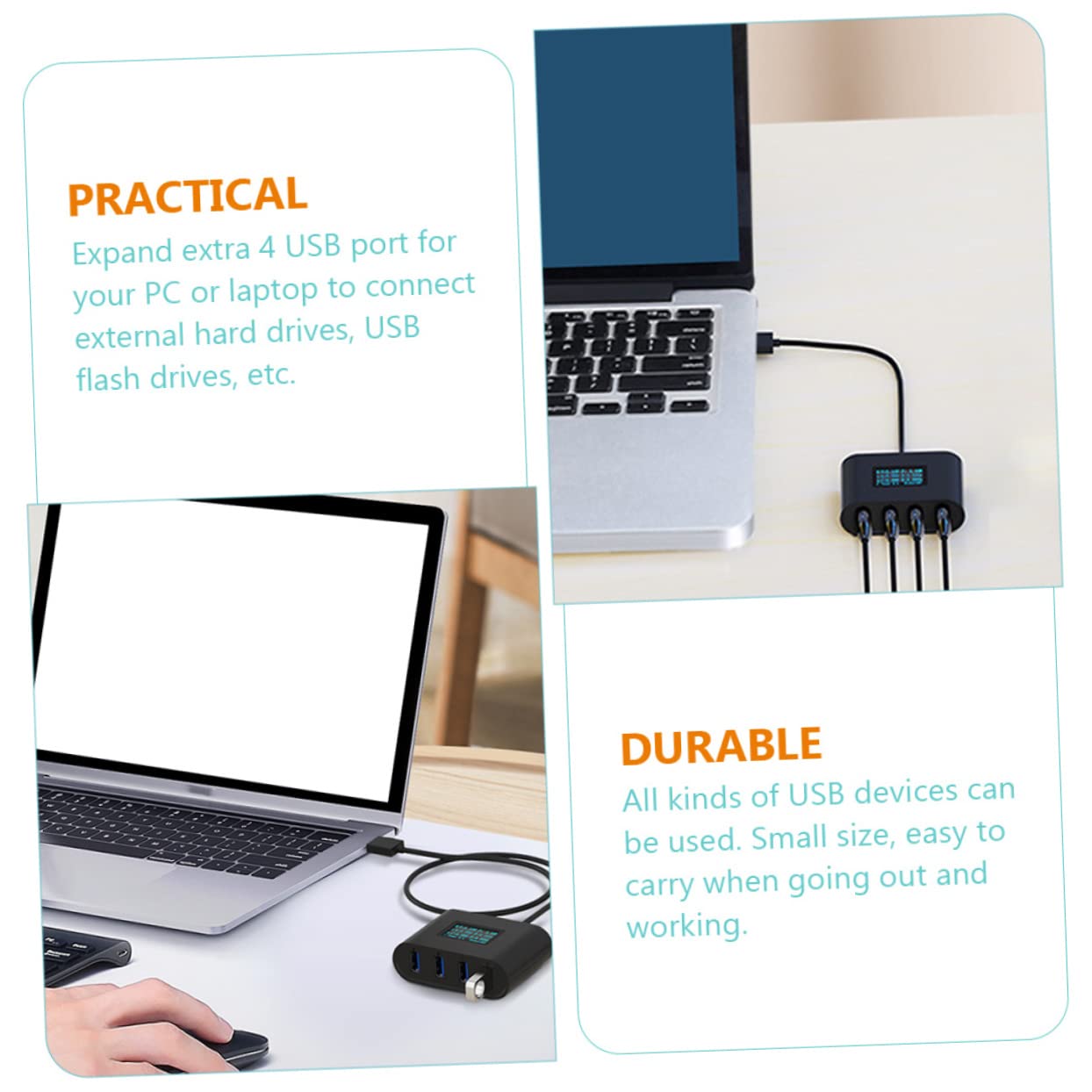 OSALADI 2-Port USB Hub, USB 3.0 Splitter Adapter for Laptop, PC, MacBook - High-Speed Data Transfer & Charging - Compact USB Port Expander for Home Office, Travel, Gaming Setup